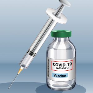 Coronavirus vaccine and Syringe illustration